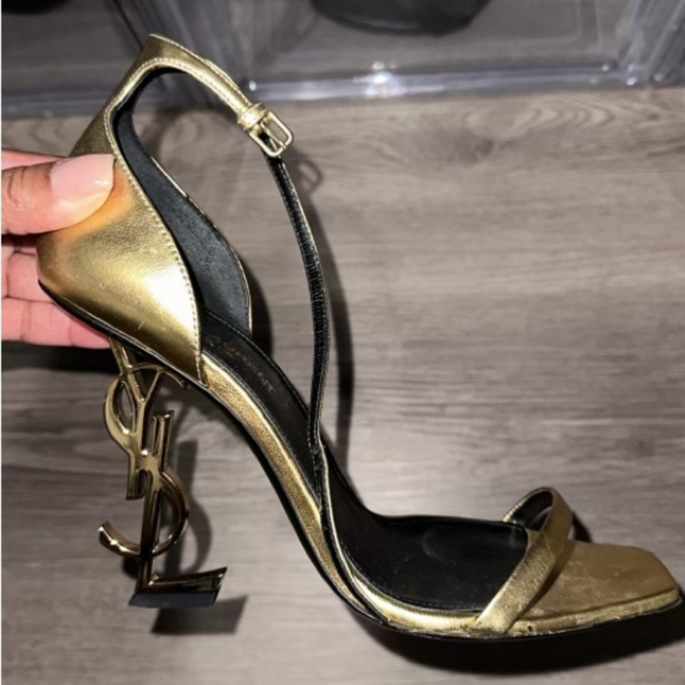 SAINT LAURENT 
Metallic Lambskin Opyum 110 Sandals 38.5 - Picture 8 of 8